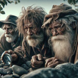 "Alan and his senior friends looking in the dirt for work"